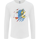 Torn Flag Saint Pierre and Miquelon Mens Long Sleeve T-Shirt White