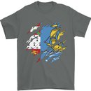 Torn Flag Saint Pierre and Miquelon Mens T-Shirt 100% Cotton Charcoal