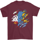 Torn Flag Saint Pierre and Miquelon Mens T-Shirt 100% Cotton Maroon