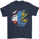 Torn Flag Saint Pierre and Miquelon Mens T-Shirt 100% Cotton Navy Blue