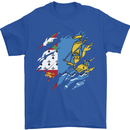Torn Flag Saint Pierre and Miquelon Mens T-Shirt 100% Cotton Royal Blue