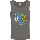 Torn Flag Saint Pierre and Miquelon Mens Vest Tank Top Charcoal