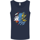 Torn Flag Saint Pierre and Miquelon Mens Vest Tank Top Navy Blue