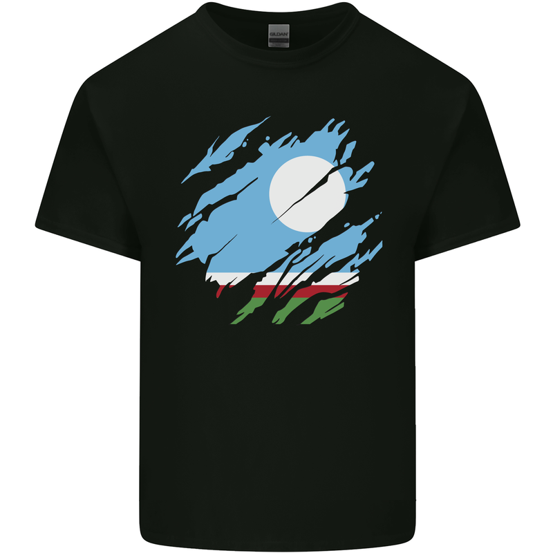 Torn Flag Sakha Republic Kids T-Shirt Childrens Black