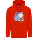 Torn Flag Sakha Republic Mens 80% Cotton Hoodie Bright Red