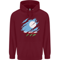 Torn Flag Sakha Republic Mens 80% Cotton Hoodie Maroon