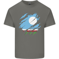 Torn Flag Sakha Republic Mens Cotton T-Shirt Tee Top Charcoal