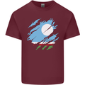 Torn Flag Sakha Republic Mens Cotton T-Shirt Tee Top Maroon