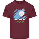 Torn Flag Sakha Republic Mens Cotton T-Shirt Tee Top Maroon