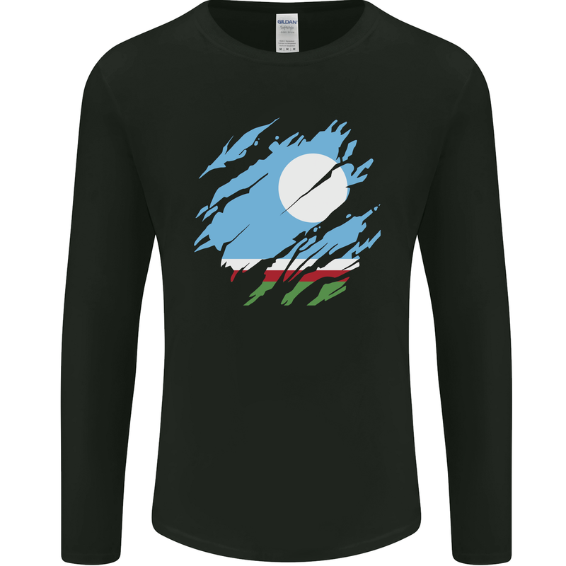 Torn Flag Sakha Republic Mens Long Sleeve T-Shirt Black