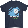 Torn Flag Sakha Republic Mens T-Shirt 100% Cotton Navy Blue