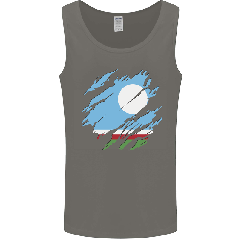 Torn Flag Sakha Republic Mens Vest Tank Top Charcoal