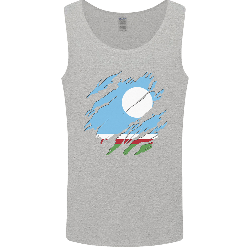 Torn Flag Sakha Republic Mens Vest Tank Top Sports Grey