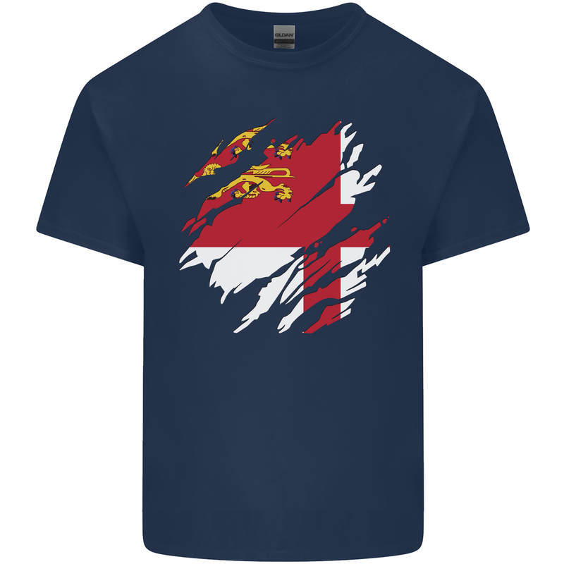 Torn Flag Sark Kids T-Shirt Childrens Navy Blue