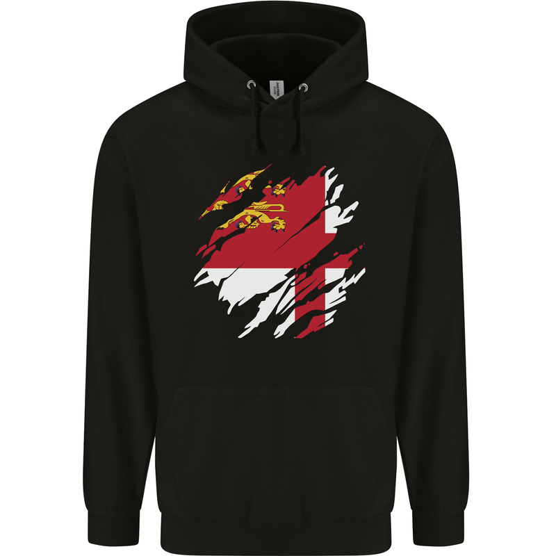 Torn Flag Sark Mens 80% Cotton Hoodie Black