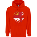 Torn Flag Sark Mens 80% Cotton Hoodie Bright Red