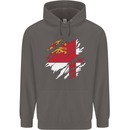 Torn Flag Sark Mens 80% Cotton Hoodie Charcoal