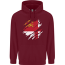 Torn Flag Sark Mens 80% Cotton Hoodie Maroon