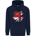Torn Flag Sark Mens 80% Cotton Hoodie Navy Blue