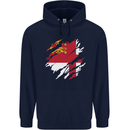 Torn Flag Sark Mens 80% Cotton Hoodie Navy Blue