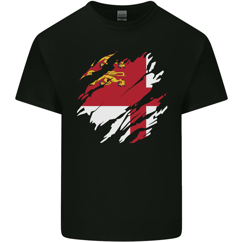 Torn Flag Sark Mens Cotton T-Shirt Tee Top Black