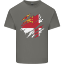 Torn Flag Sark Mens Cotton T-Shirt Tee Top Charcoal