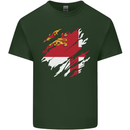Torn Flag Sark Mens Cotton T-Shirt Tee Top Forest Green