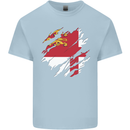 Torn Flag Sark Mens Cotton T-Shirt Tee Top Light Blue
