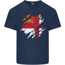 Torn Flag Sark Mens Cotton T-Shirt Tee Top Navy Blue