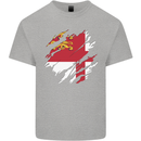 Torn Flag Sark Mens Cotton T-Shirt Tee Top Sports Grey