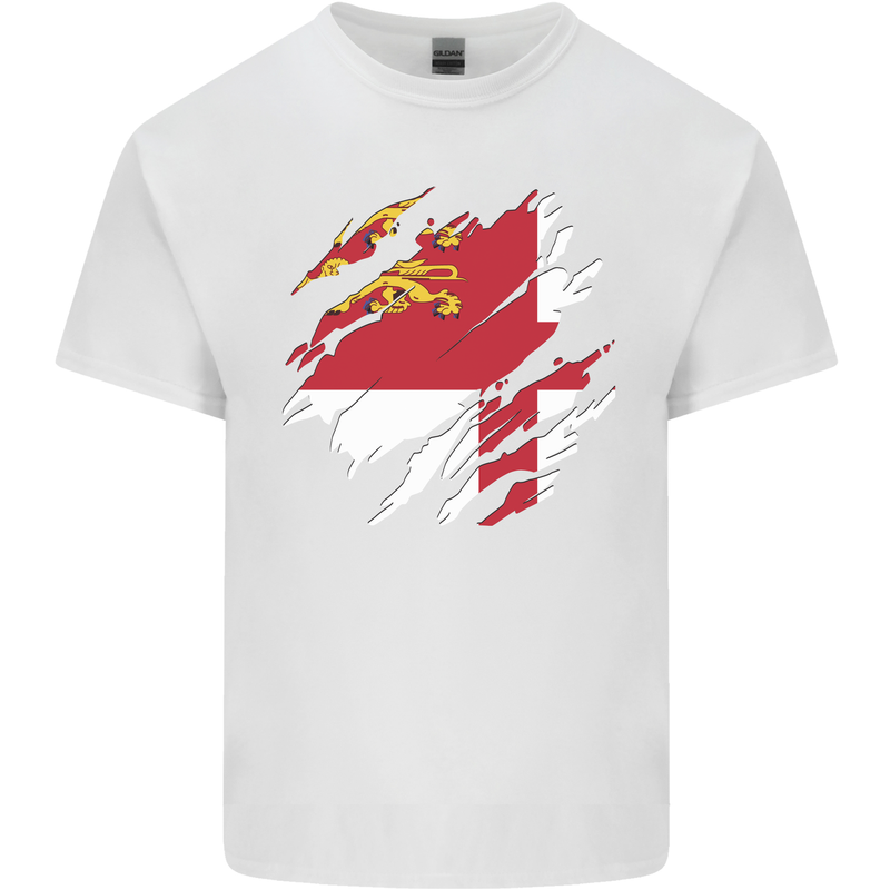 Torn Flag Sark Mens Cotton T-Shirt Tee Top White
