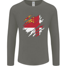 Torn Flag Sark Mens Long Sleeve T-Shirt Charcoal