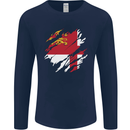 Torn Flag Sark Mens Long Sleeve T-Shirt Navy Blue