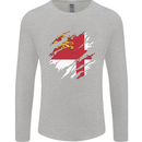 Torn Flag Sark Mens Long Sleeve T-Shirt Sports Grey