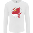 Torn Flag Sark Mens Long Sleeve T-Shirt White
