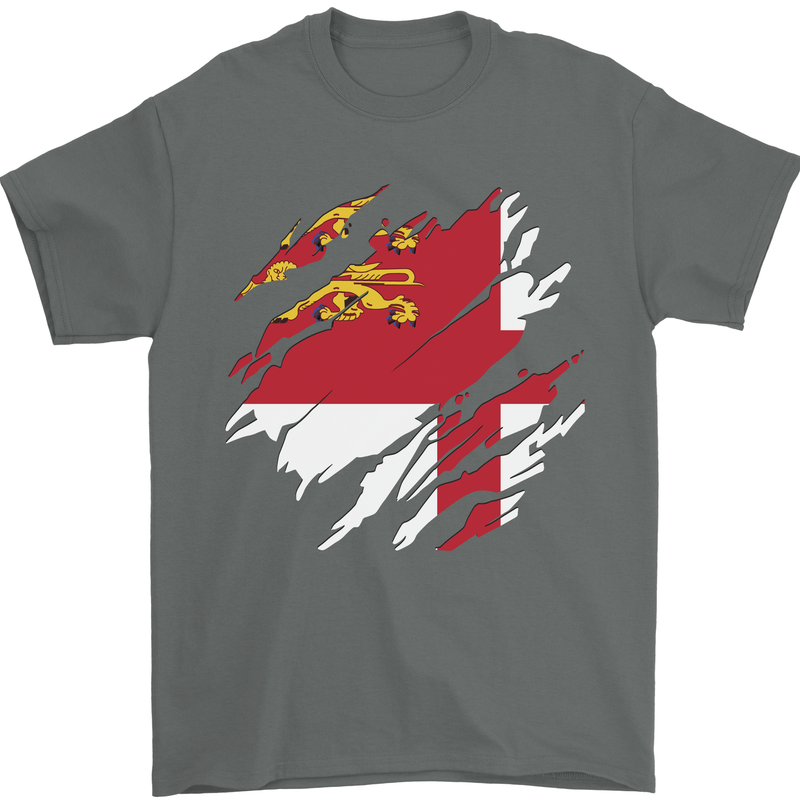 Torn Flag Sark Mens T-Shirt 100% Cotton Charcoal