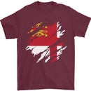 Torn Flag Sark Mens T-Shirt 100% Cotton Maroon