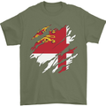 Torn Flag Sark Mens T-Shirt 100% Cotton Military Green
