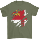 Torn Flag Sark Mens T-Shirt 100% Cotton Military Green