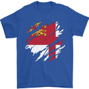 Torn Flag Sark Mens T-Shirt 100% Cotton Royal Blue