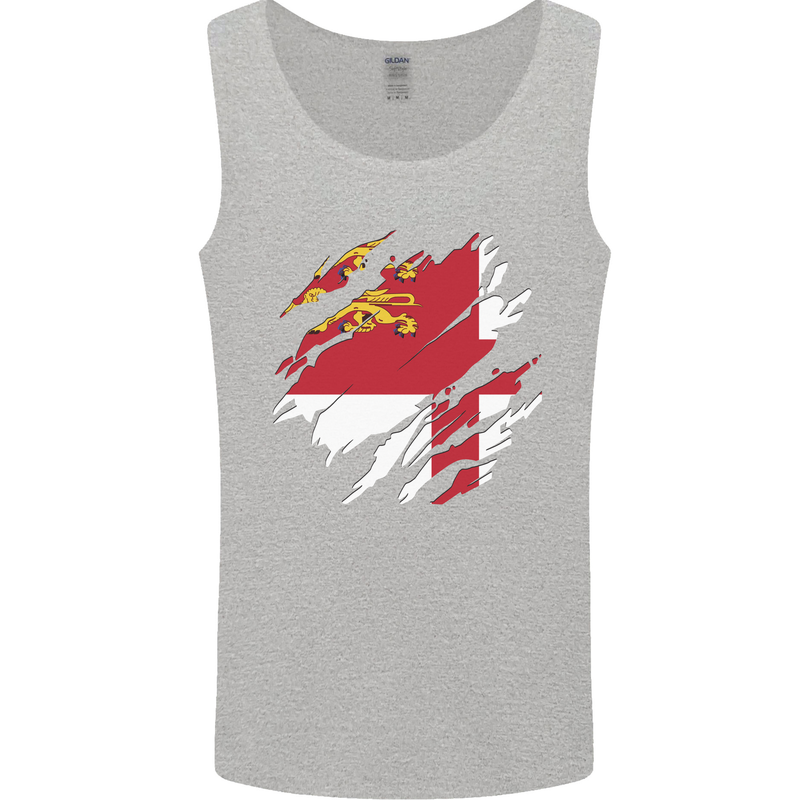 Torn Flag Sark Mens Vest Tank Top Sports Grey