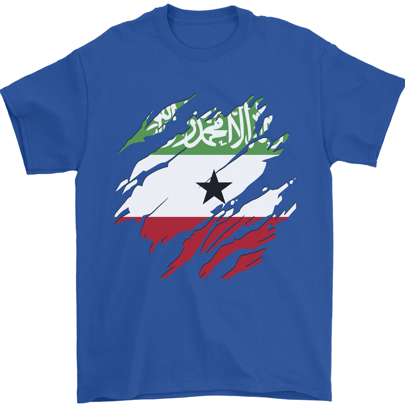 Torn Flag Somaliland Mens T-Shirt 100% Cotton Royal Blue