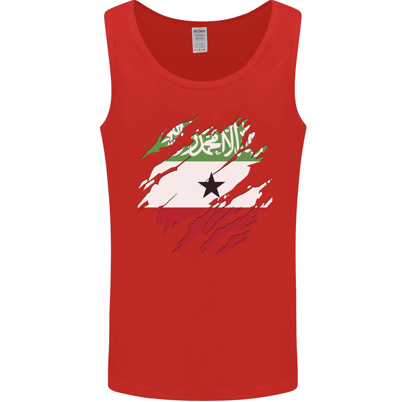 Torn Flag Somaliland Mens Vest Tank Top Red