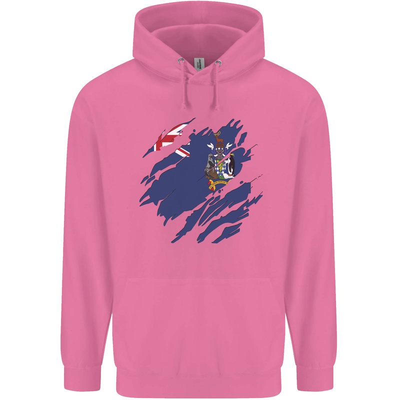 Torn Flag South Georgia and Sandwich Islands Mens 80% Cotton Hoodie Azelea