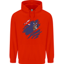 Torn Flag South Georgia and Sandwich Islands Mens 80% Cotton Hoodie Bright Red