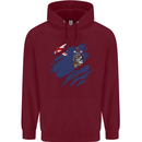 Torn Flag South Georgia and Sandwich Islands Mens 80% Cotton Hoodie Maroon