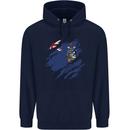 Torn Flag South Georgia and Sandwich Islands Mens 80% Cotton Hoodie Navy Blue