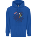 Torn Flag South Georgia and Sandwich Islands Mens 80% Cotton Hoodie Royal Blue