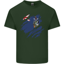 Torn Flag South Georgia and Sandwich Islands Mens Cotton T-Shirt Tee Top Forest Green