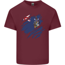 Torn Flag South Georgia and Sandwich Islands Mens Cotton T-Shirt Tee Top Maroon